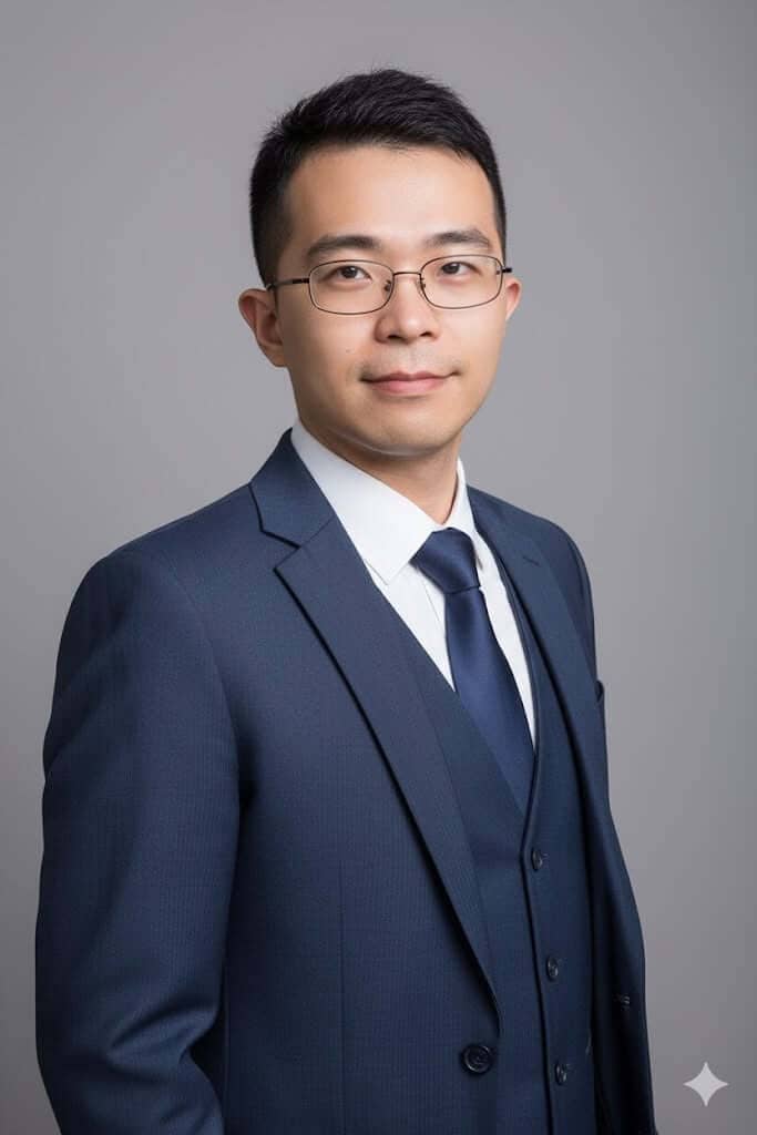 喬王穿藍色西裝的專業形象照