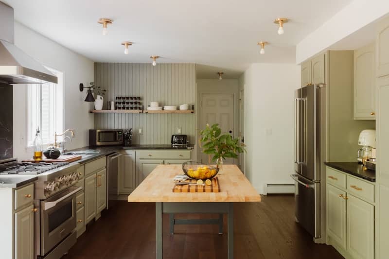 Modern kitchen with island and stainless steel appliances