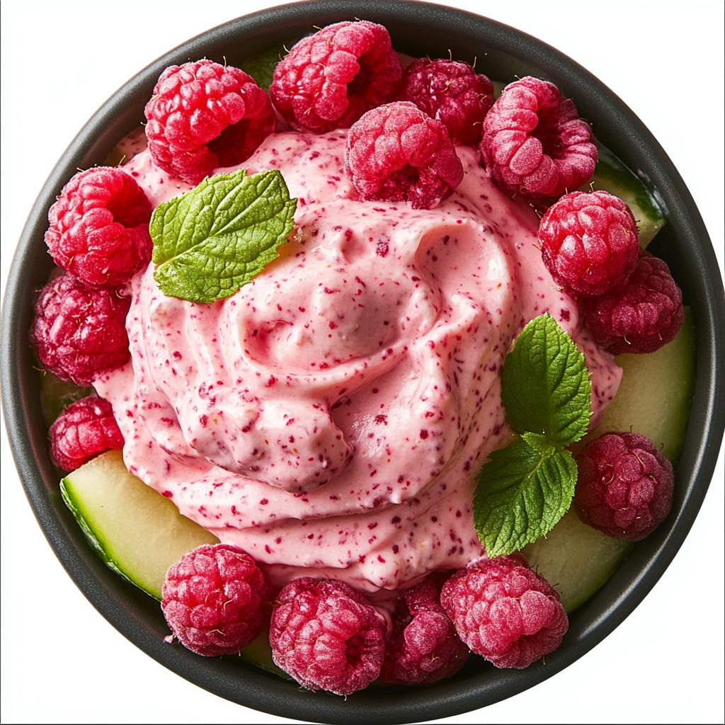 raspberry-sour cream dip with melon salad