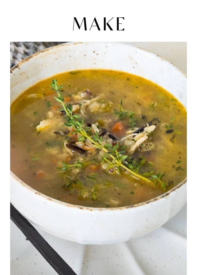 Make Cozy Collagen-Rich Chicken and Wild Rice Soup.