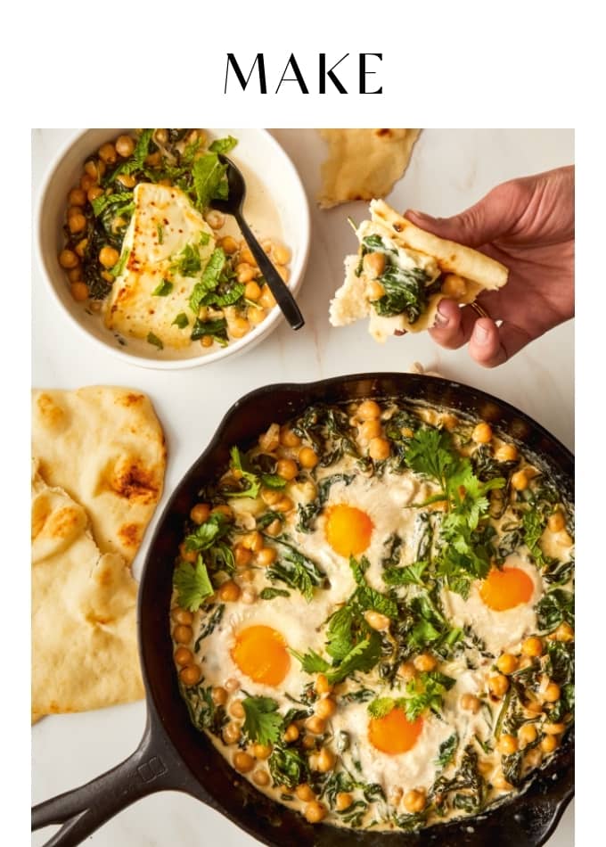 Make Creamy Spinach and Chickpea Skillet Bake