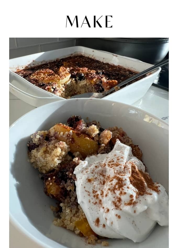 Make Blueberry Peach Quinoa Breakfast Bake