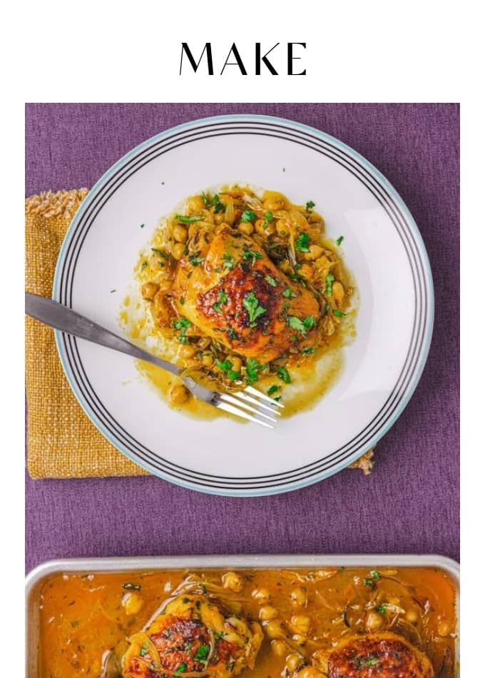 Make Sheet Pan Harissa and Orange Chicken with Chickpeas