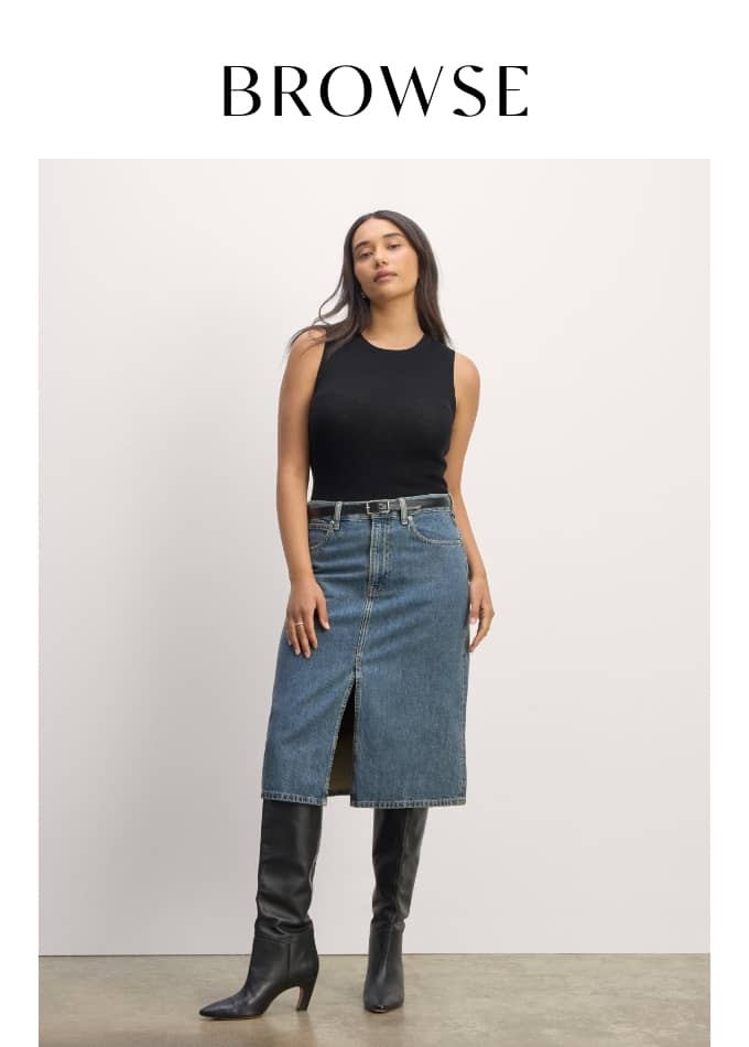 Browse Everlane's Organic Cotton Denim Skirt