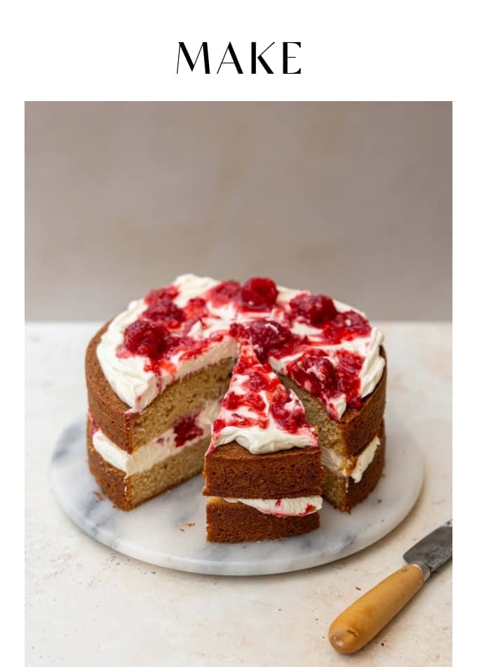 Make One Bowl Brown Butter Raspberry Ripple Cake