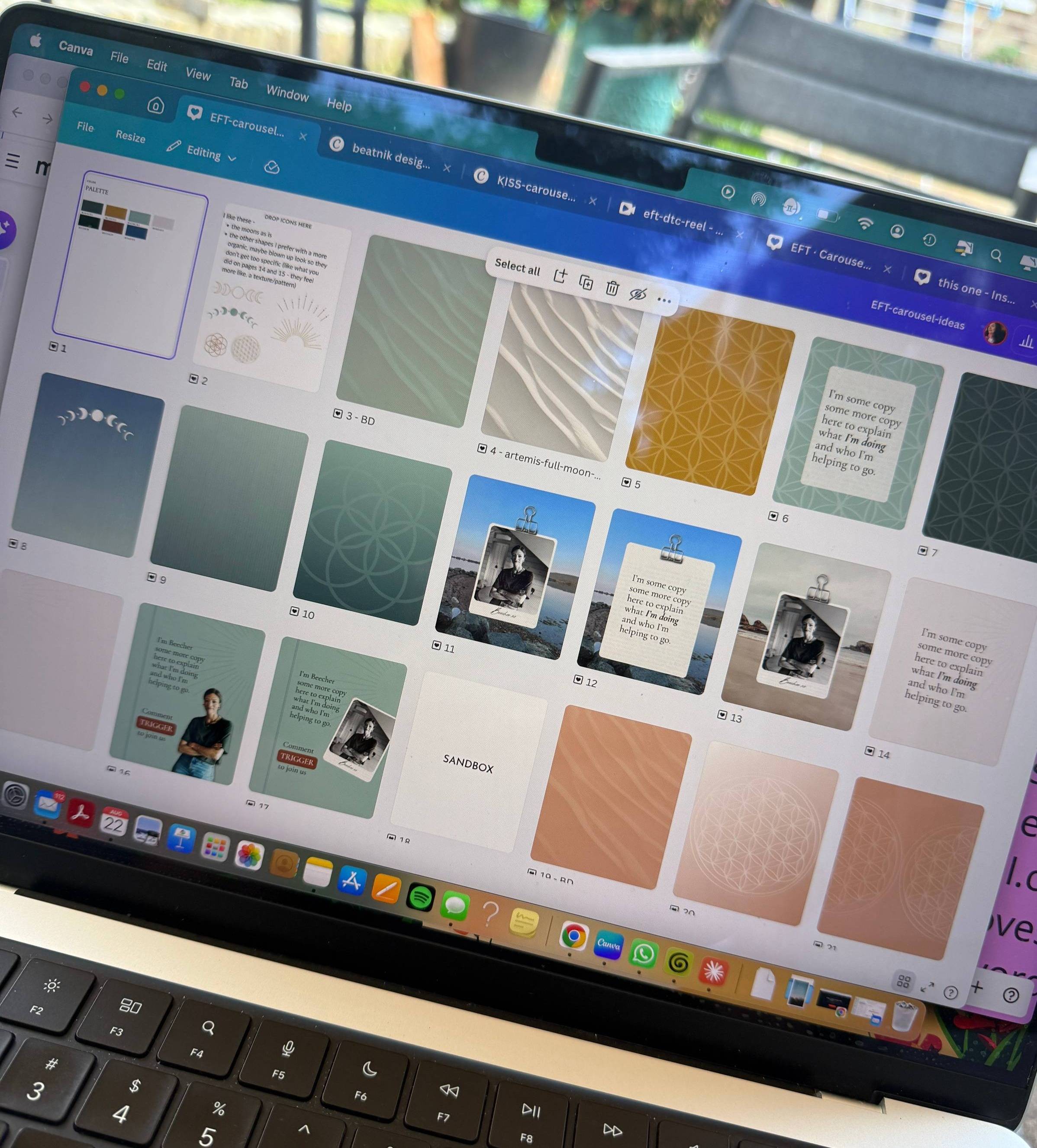 carousel images on a laptop screen