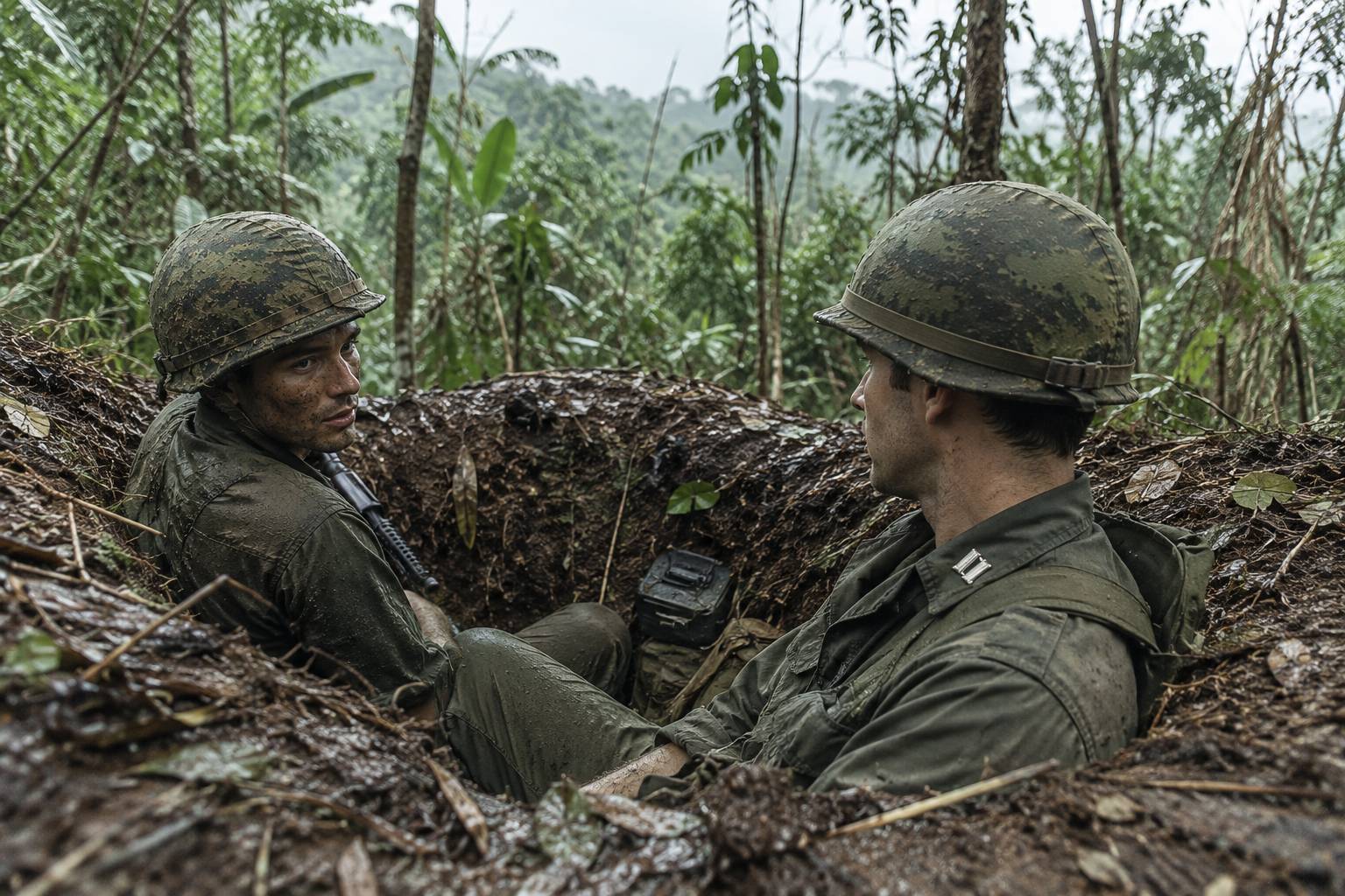Vietnam-era soldiers in the jungle