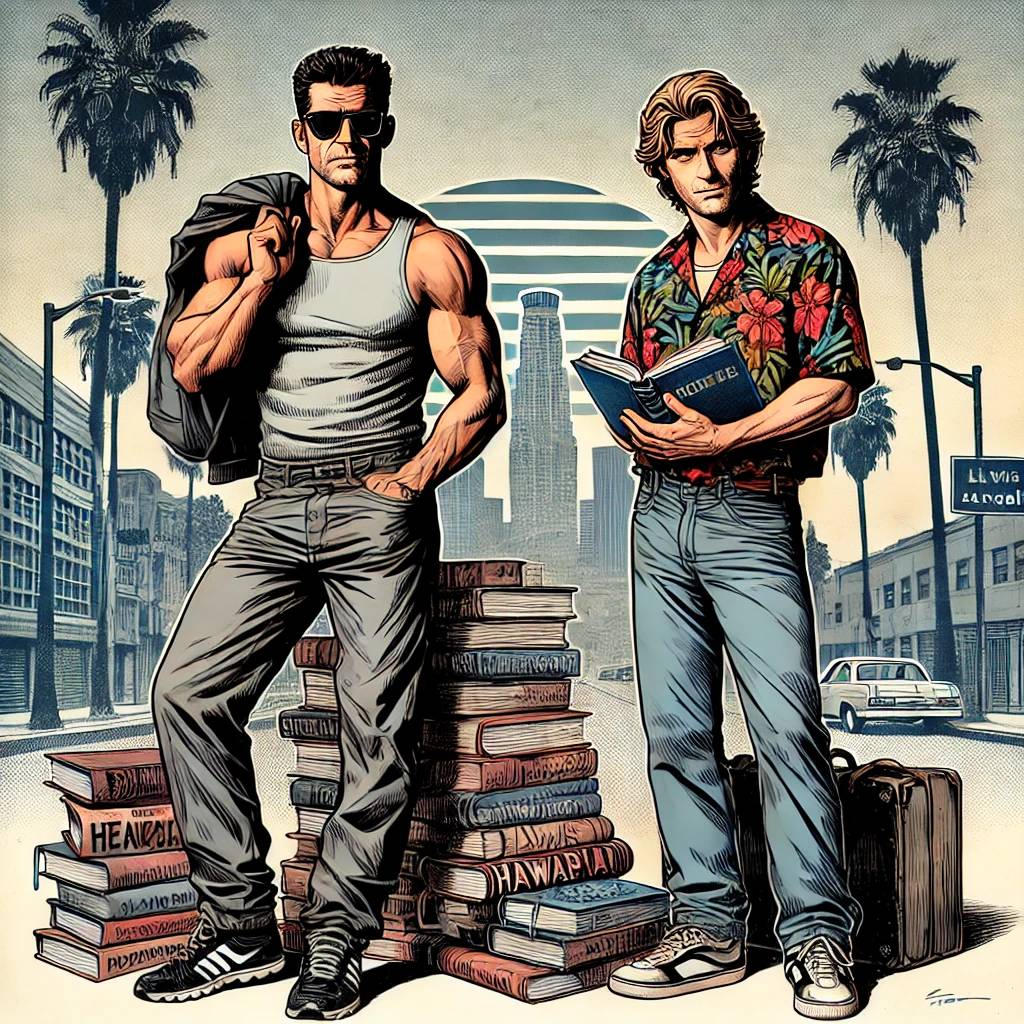 Joe Pike and Elvis Cole in LA. Reading books.