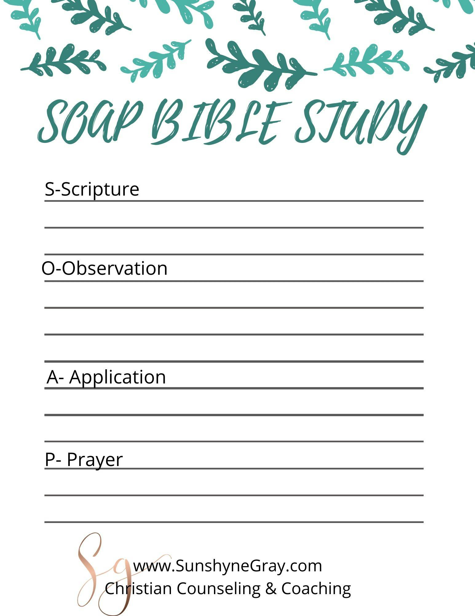 Soap Bible Study Method Free Printable Christian Counseling