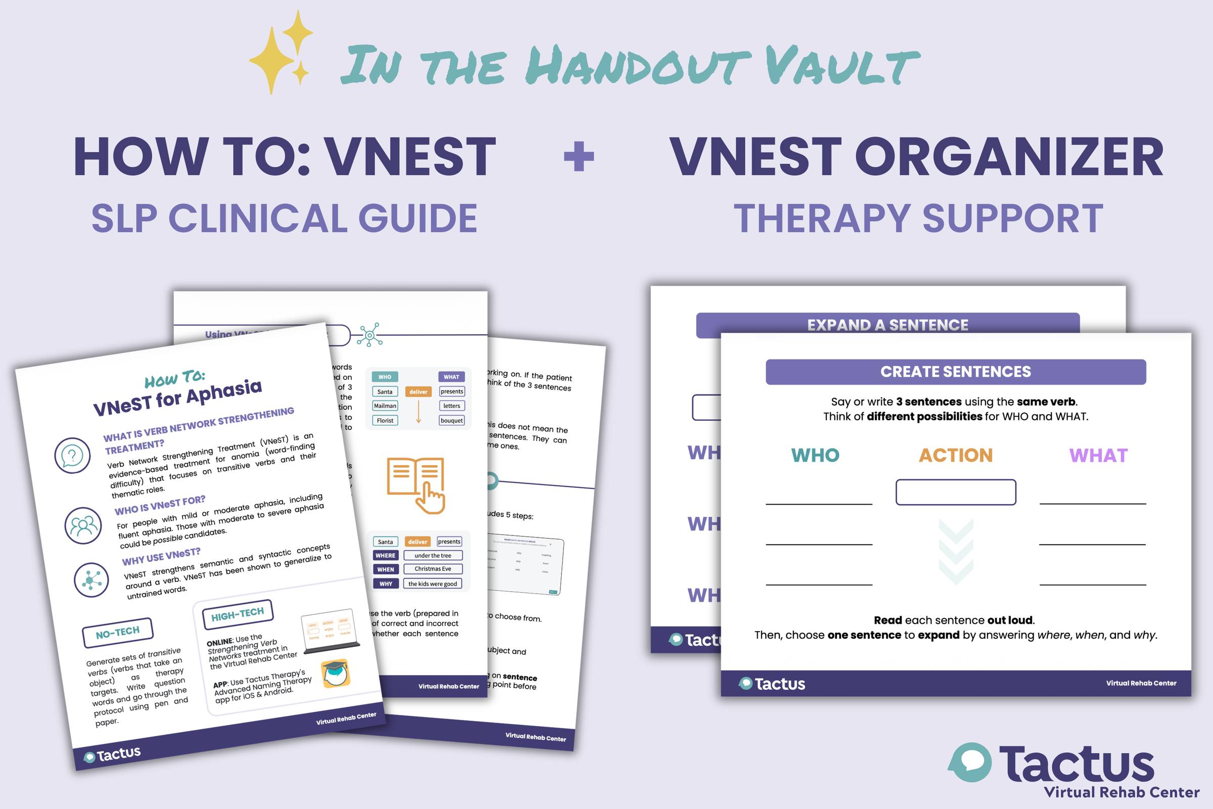 Graphic showing two Handout Vault resources: How to VNeST and VNeST Organizer