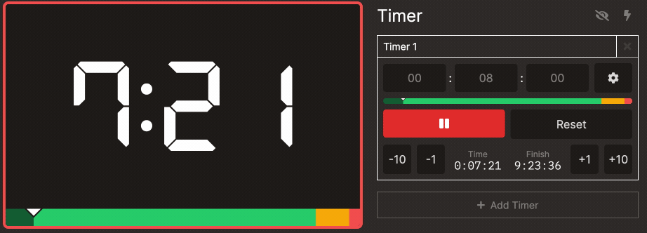 Gif: Add and subtract minutes from a running timer