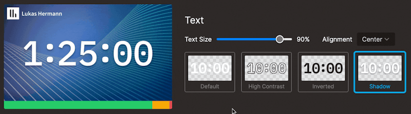 Smooth interface for changing the text size