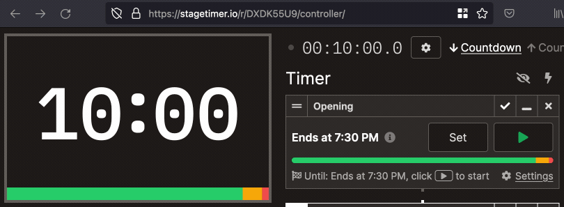 Finish timer at a given time, no matter when you click the "Start" button