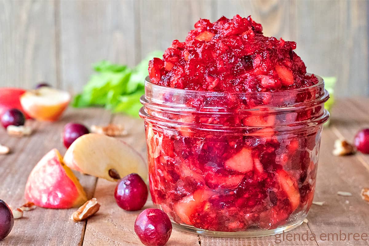 Cranberry Apple Salad in a mason jar.