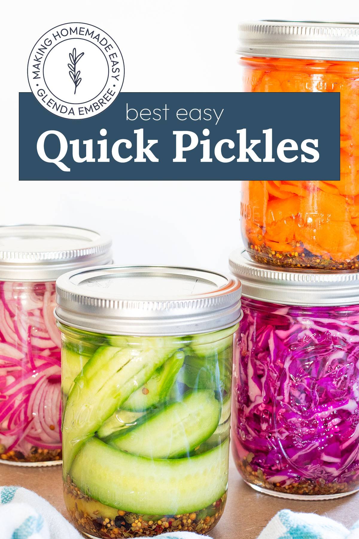 Quick Pickles in mason jars.