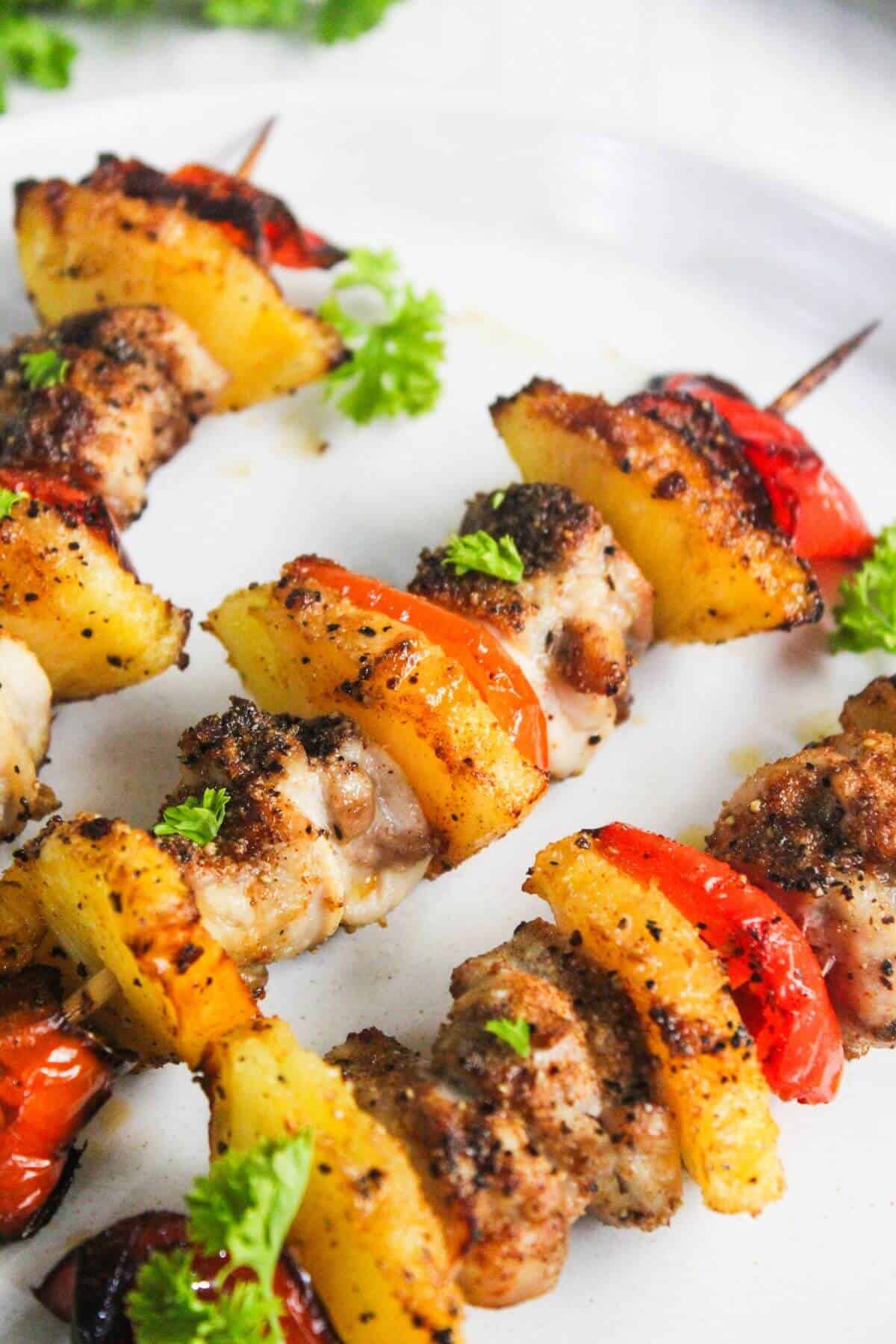 Chicken and pineapple skewers