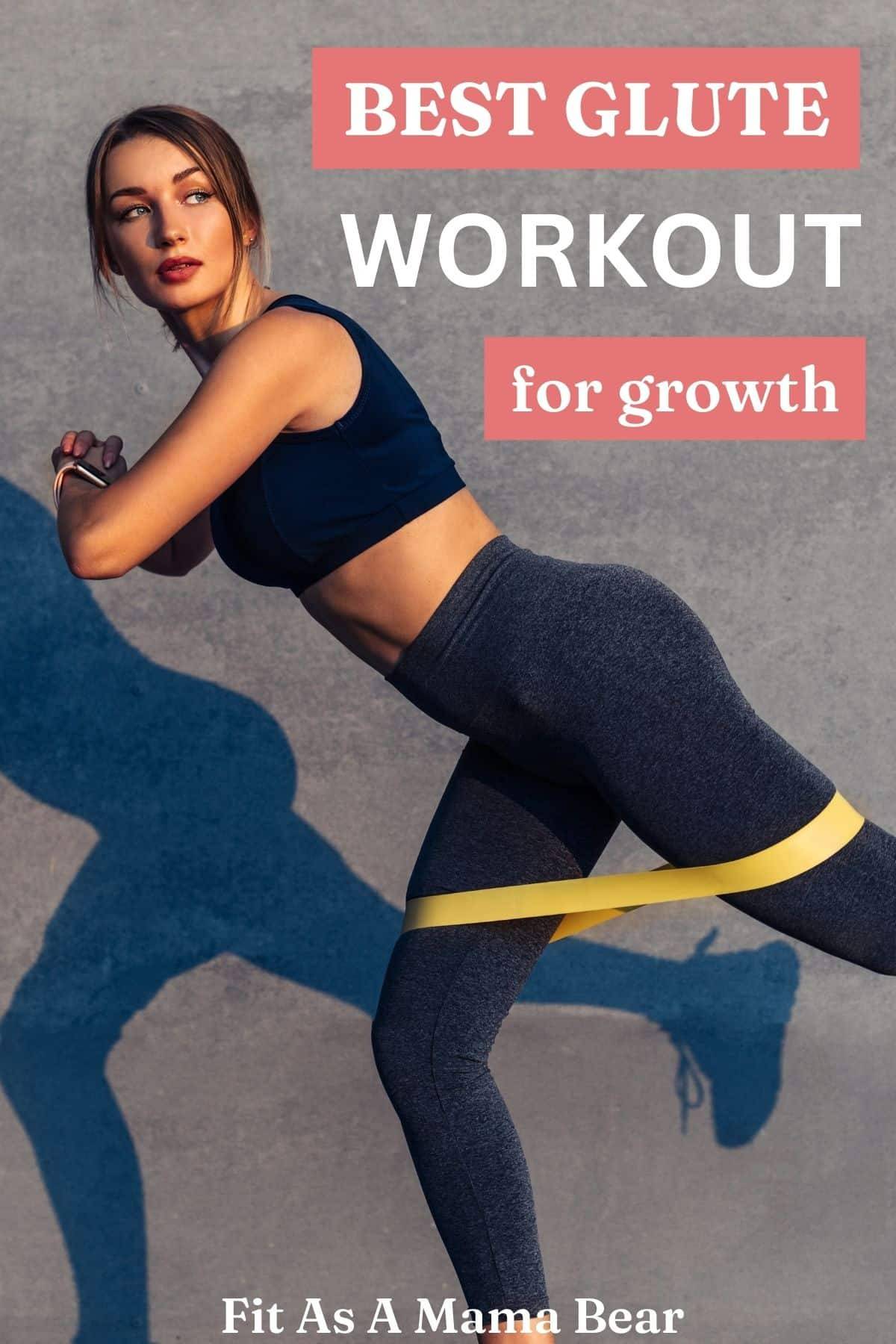 Woman performing a glute workout with a band.