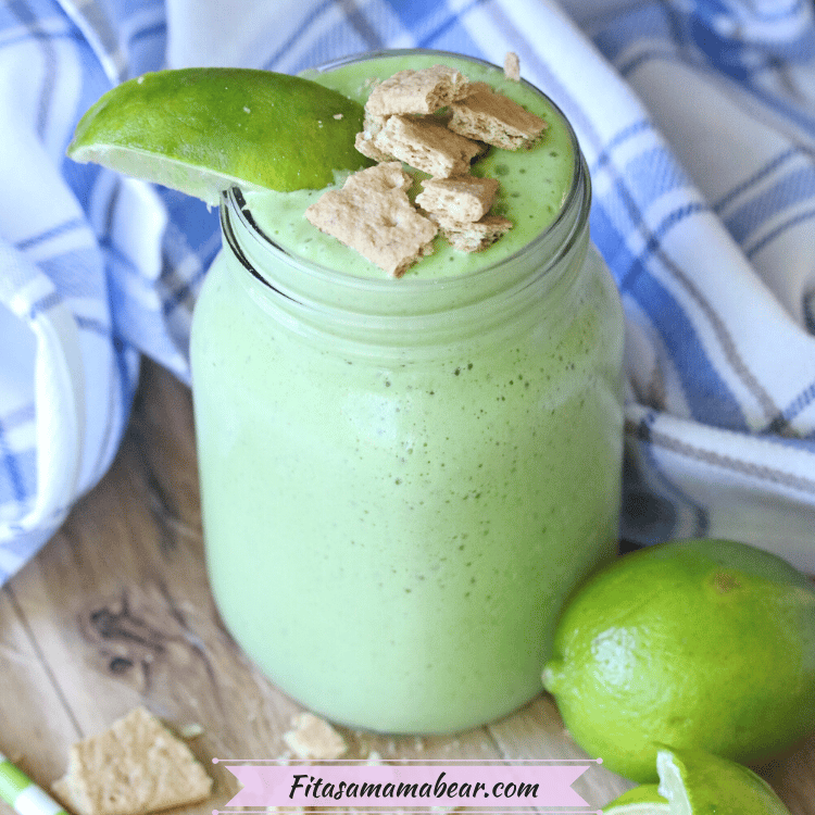 Key lime protein shake with graham crackers.