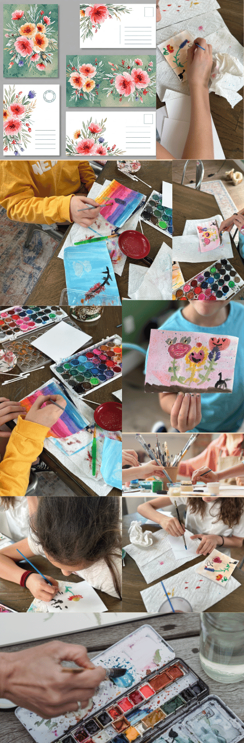 Watercolor Postcards In Person or Virtual Art Experience (Price Per Person)