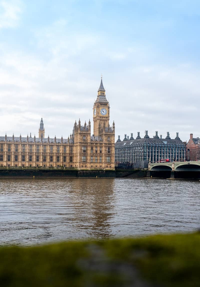 Big ben and the houses of parliament by river thames