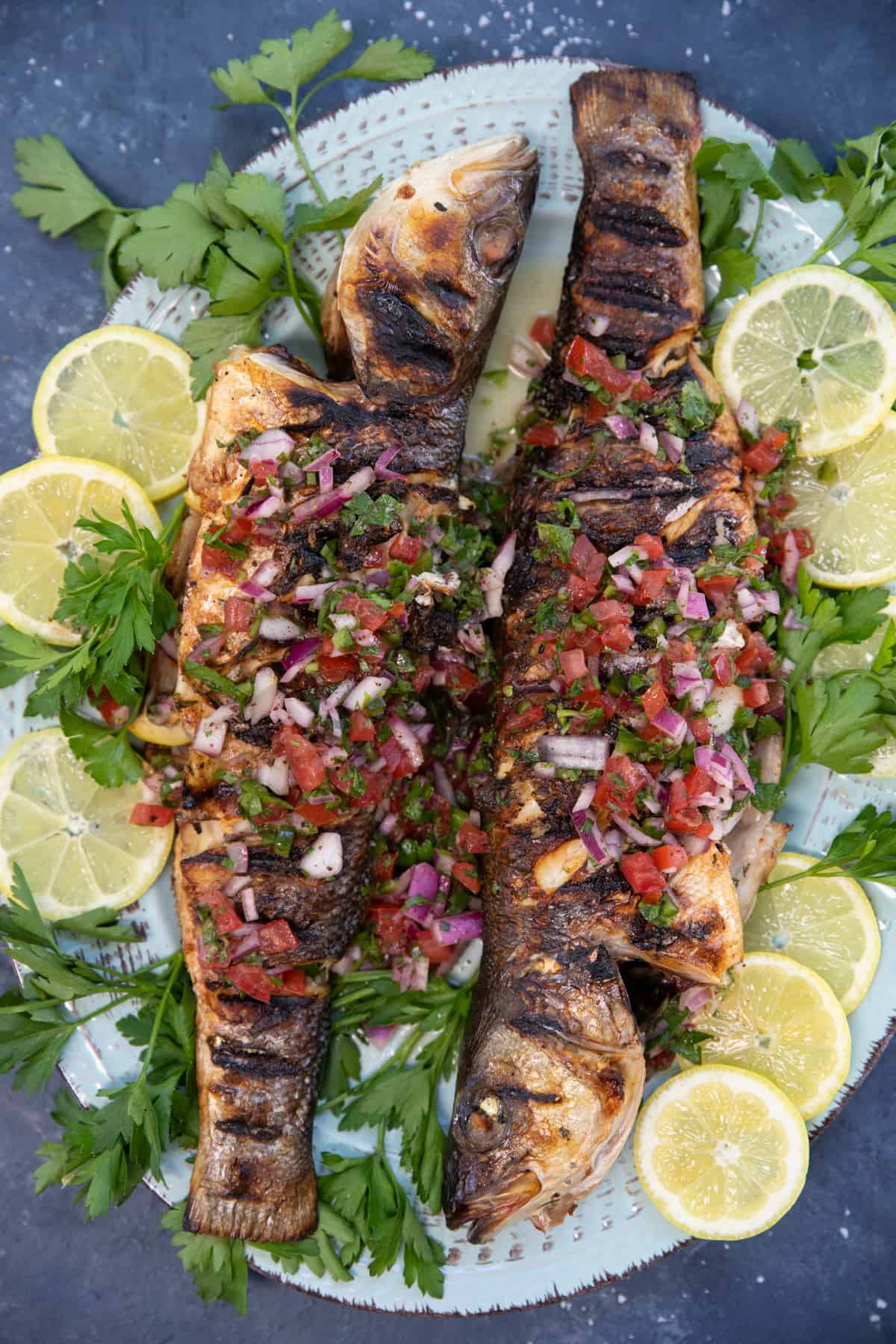 branzino with toppings