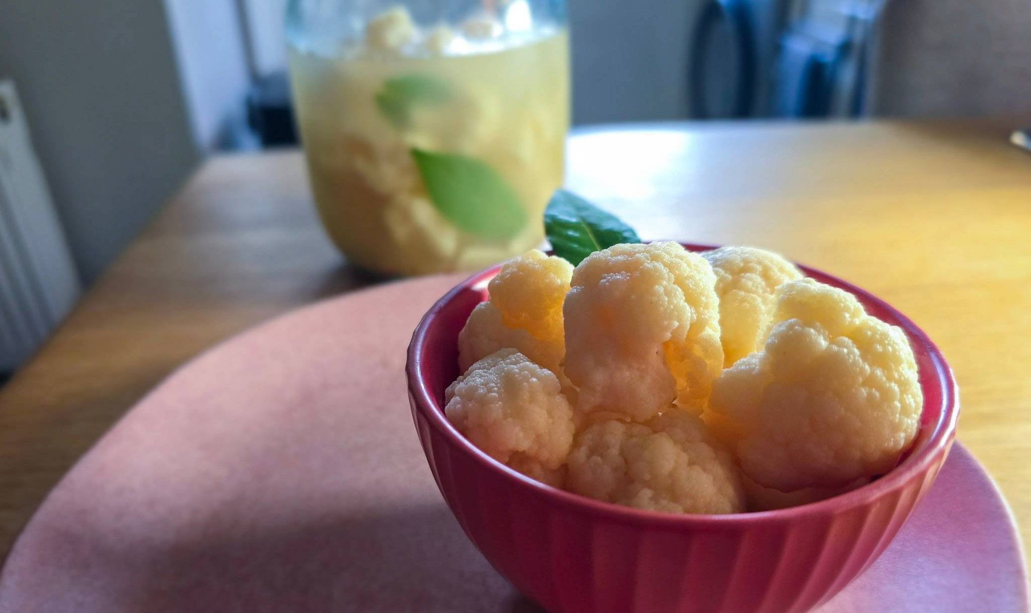 Fermented cauliflower, a tangy probiotic made at home.