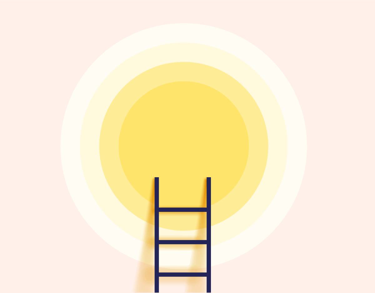 A ladder against a sun