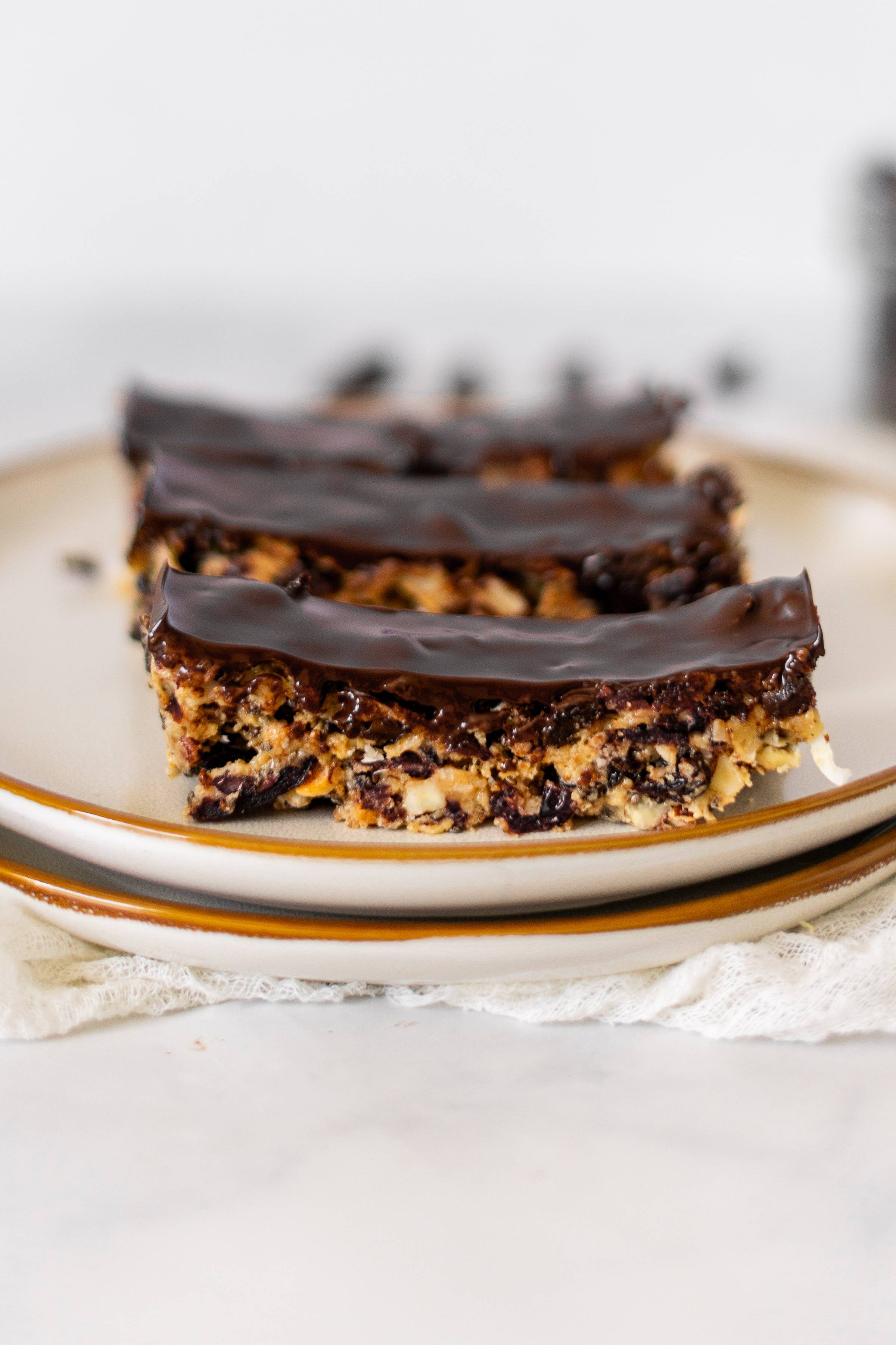 homemade kind bars on cream colored plate