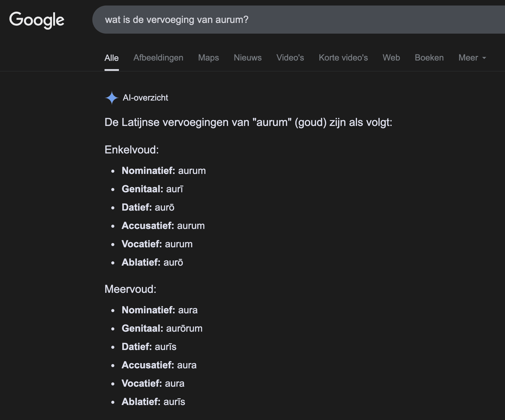 Foutje in Google-overzichten