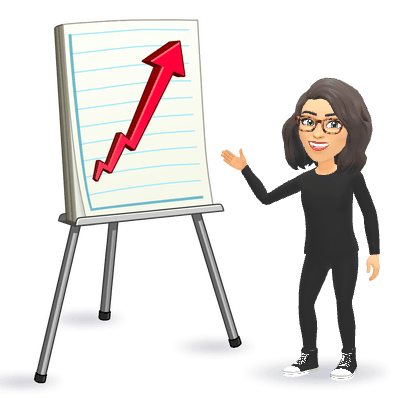 Bitmoji of Jess with a chart