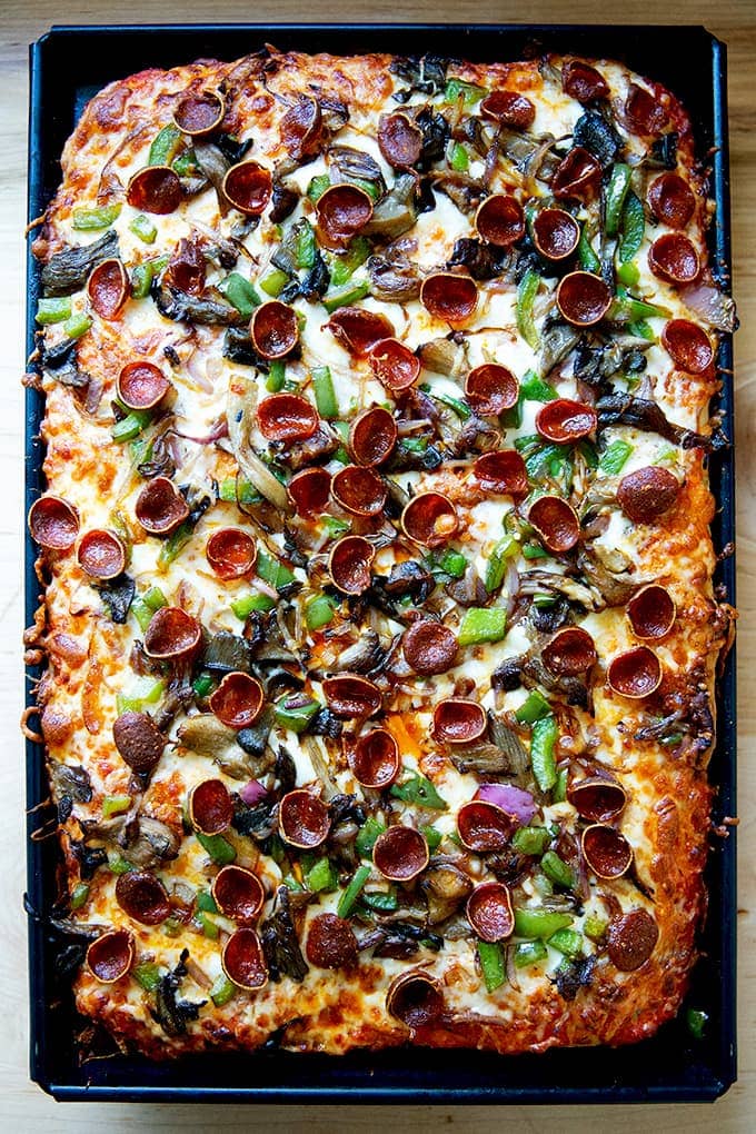 Sicilian-style pizza. 