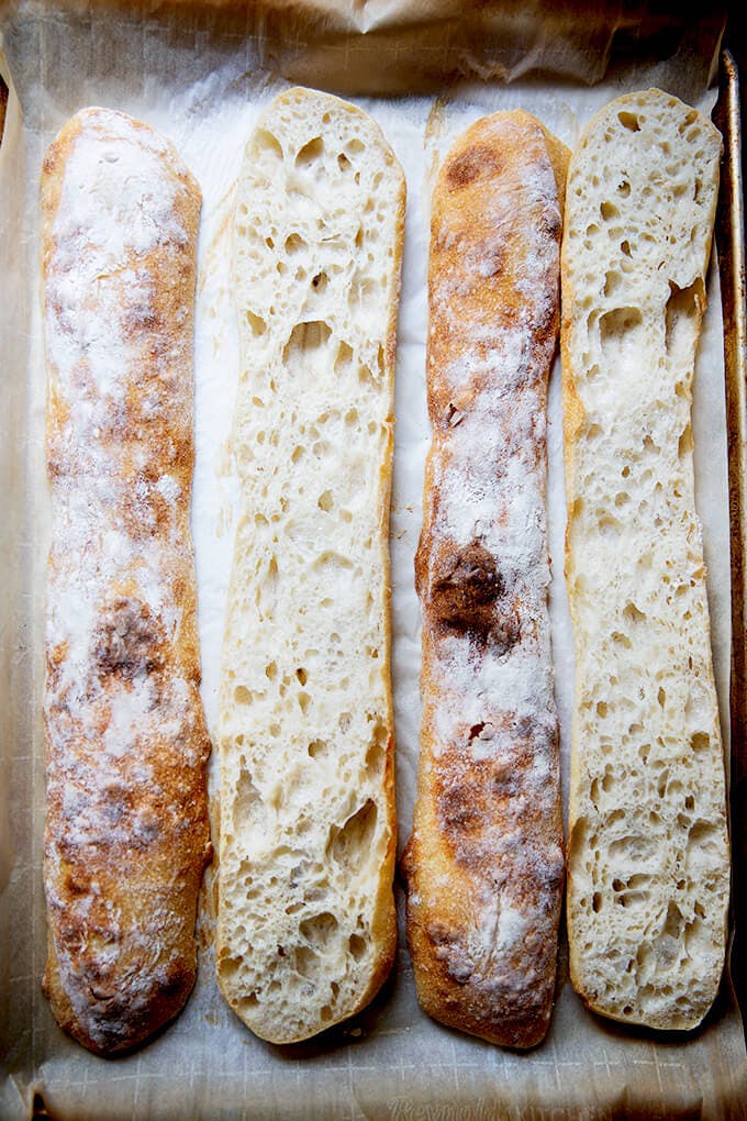 Sourdough ciabatta baguettes. 