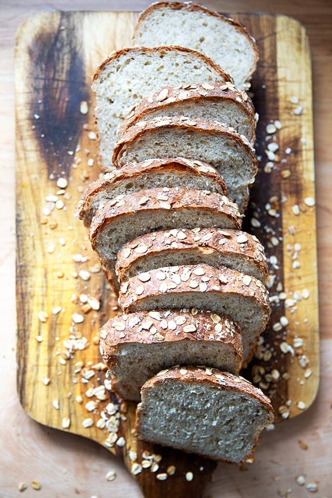 Sliced oatmeal maple bread. 