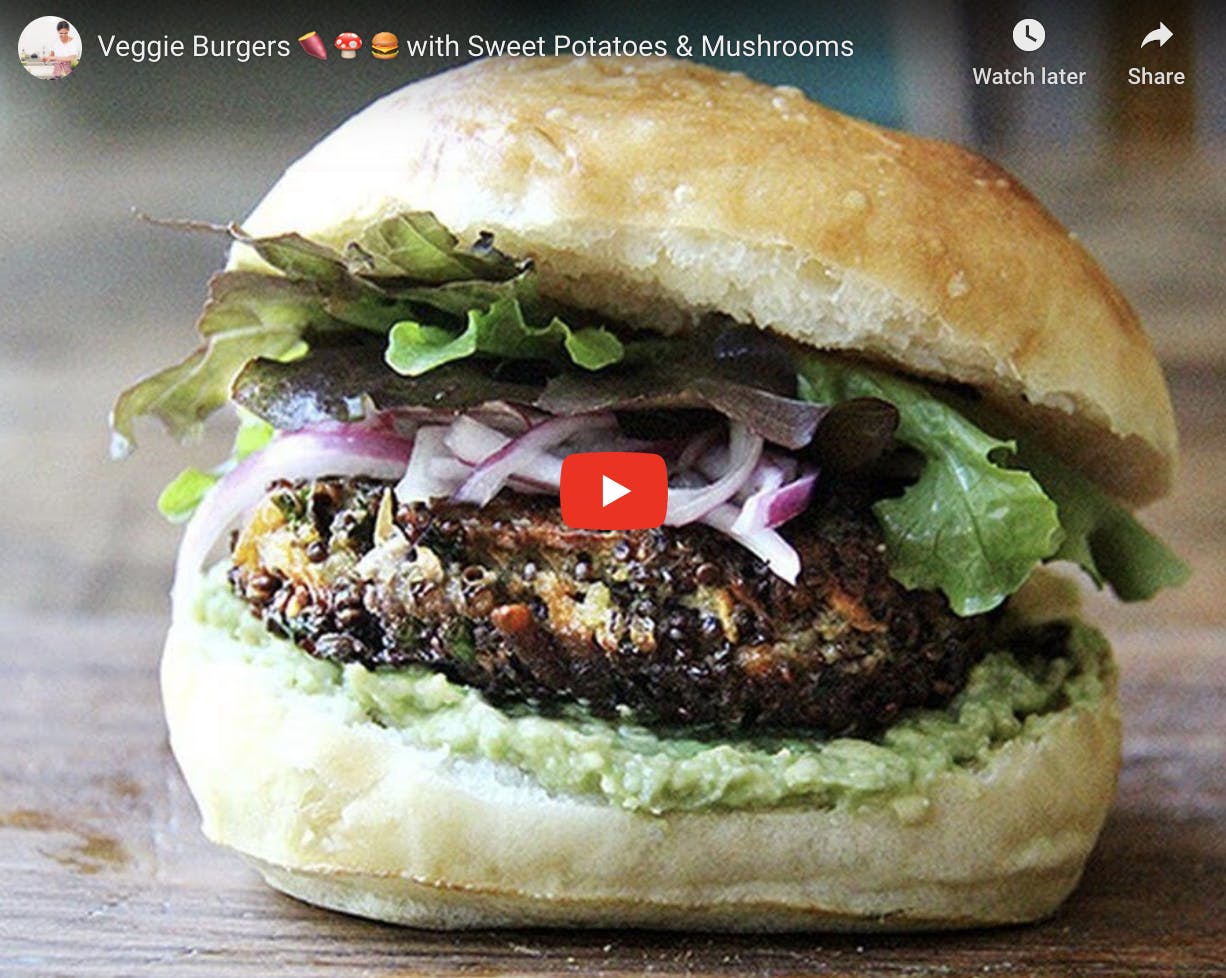 Sweet potato and mushroom veggie burgers.