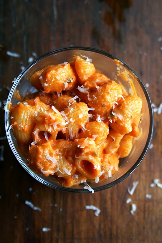 Ina's best vodka sauce tossed with pasta. 