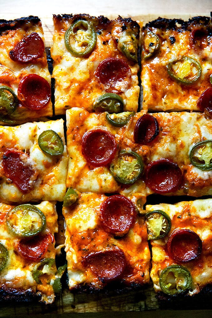 Detroit-style pizza. 