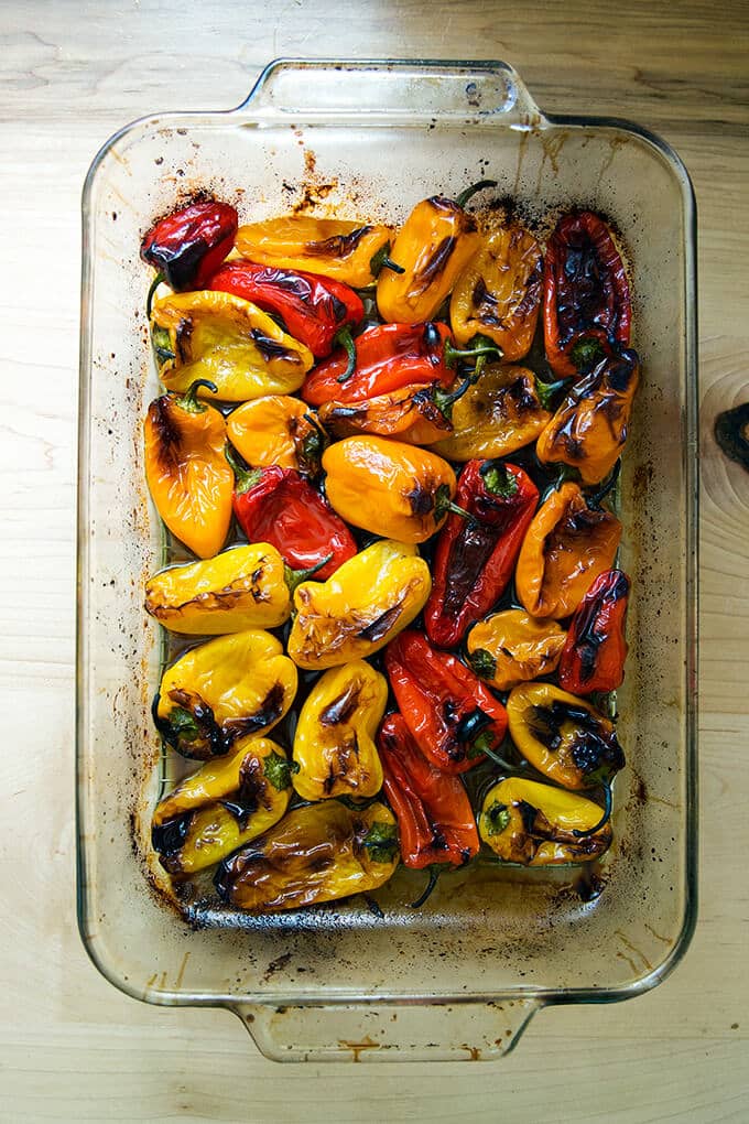 Roasted mini peppers.