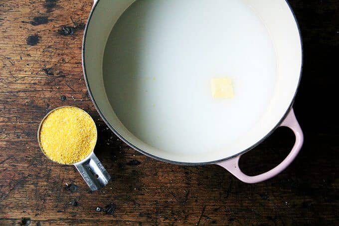 Polenta making. 