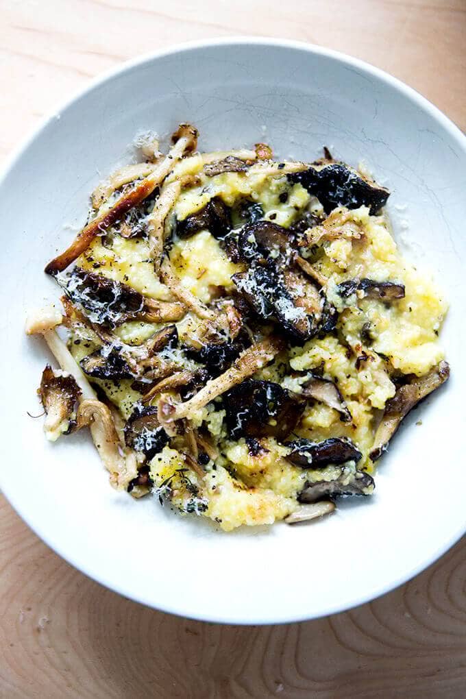 Roasted Mushroom Polenta Bake. 