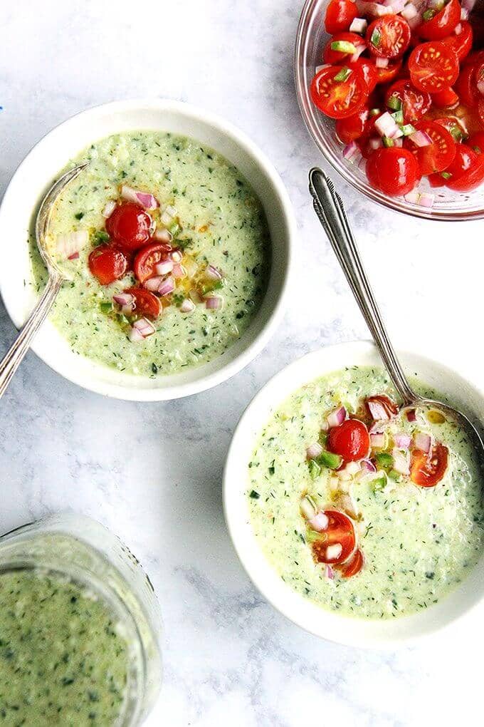 Green grape and cucumber gazpacho.