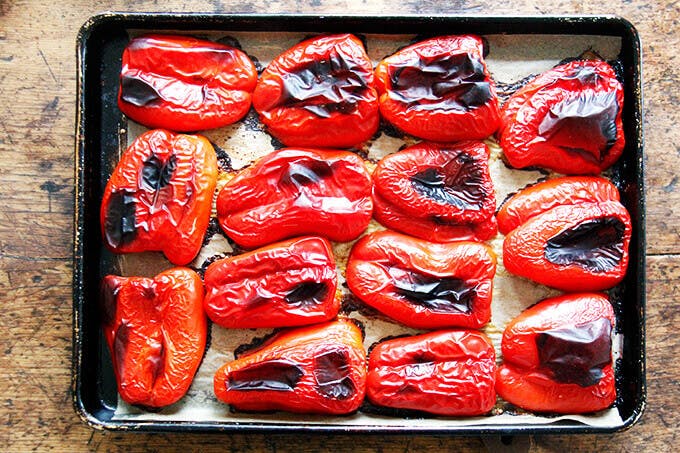 homemade roasted red peppers