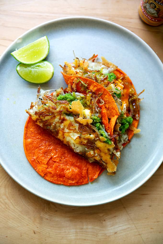 Crispy Potato, Egg, and Cheese Taco. 