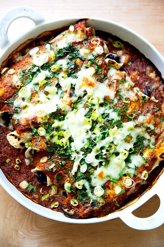 Bean and cheese enchiladas. 