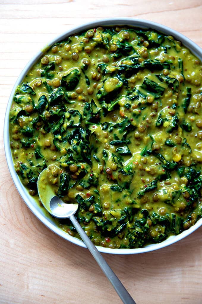 Curried Lentils with Kale and Coconut. 