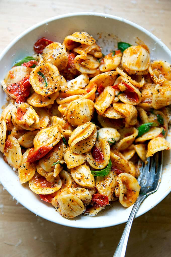 Pasta with Cherry Tomato Sauce. 