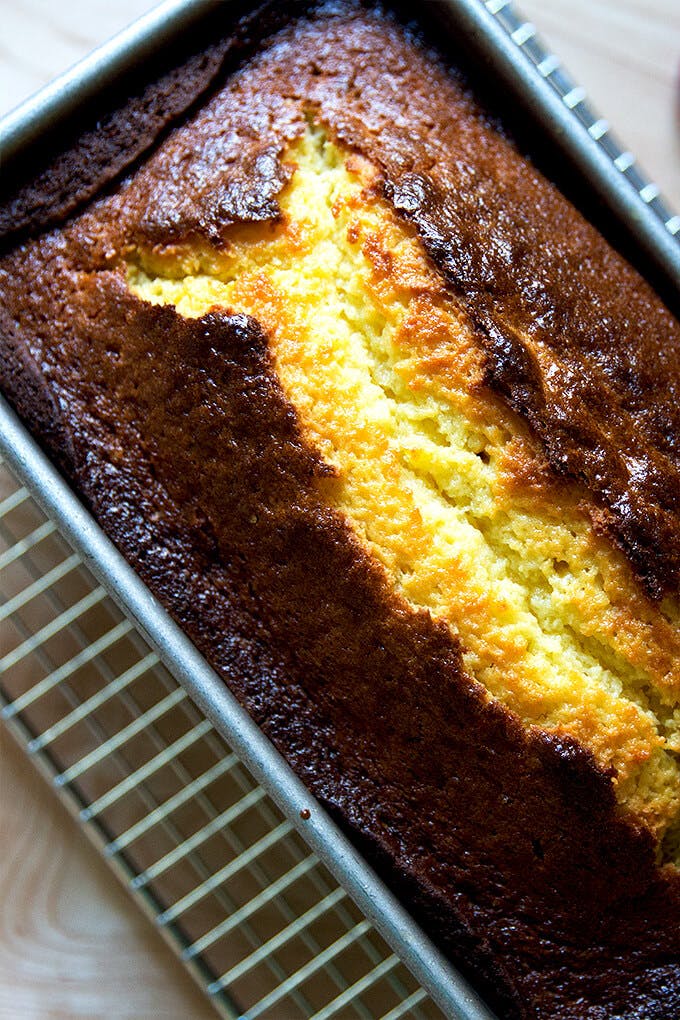 One-bowl orange-ricotta pound cake. 