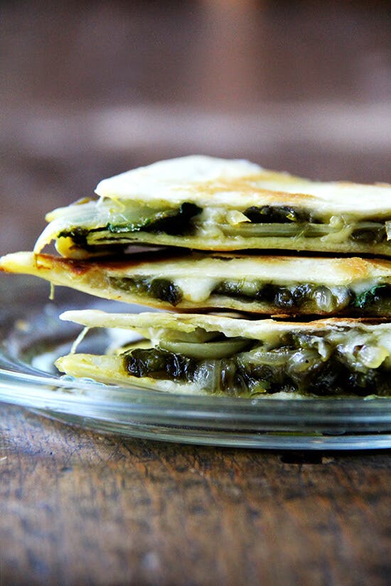 Roasted poblano quesadilla.