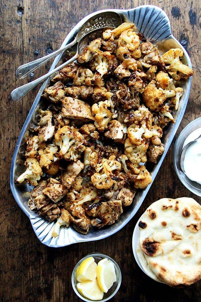 Sheet pan chicken and cauliflower. 