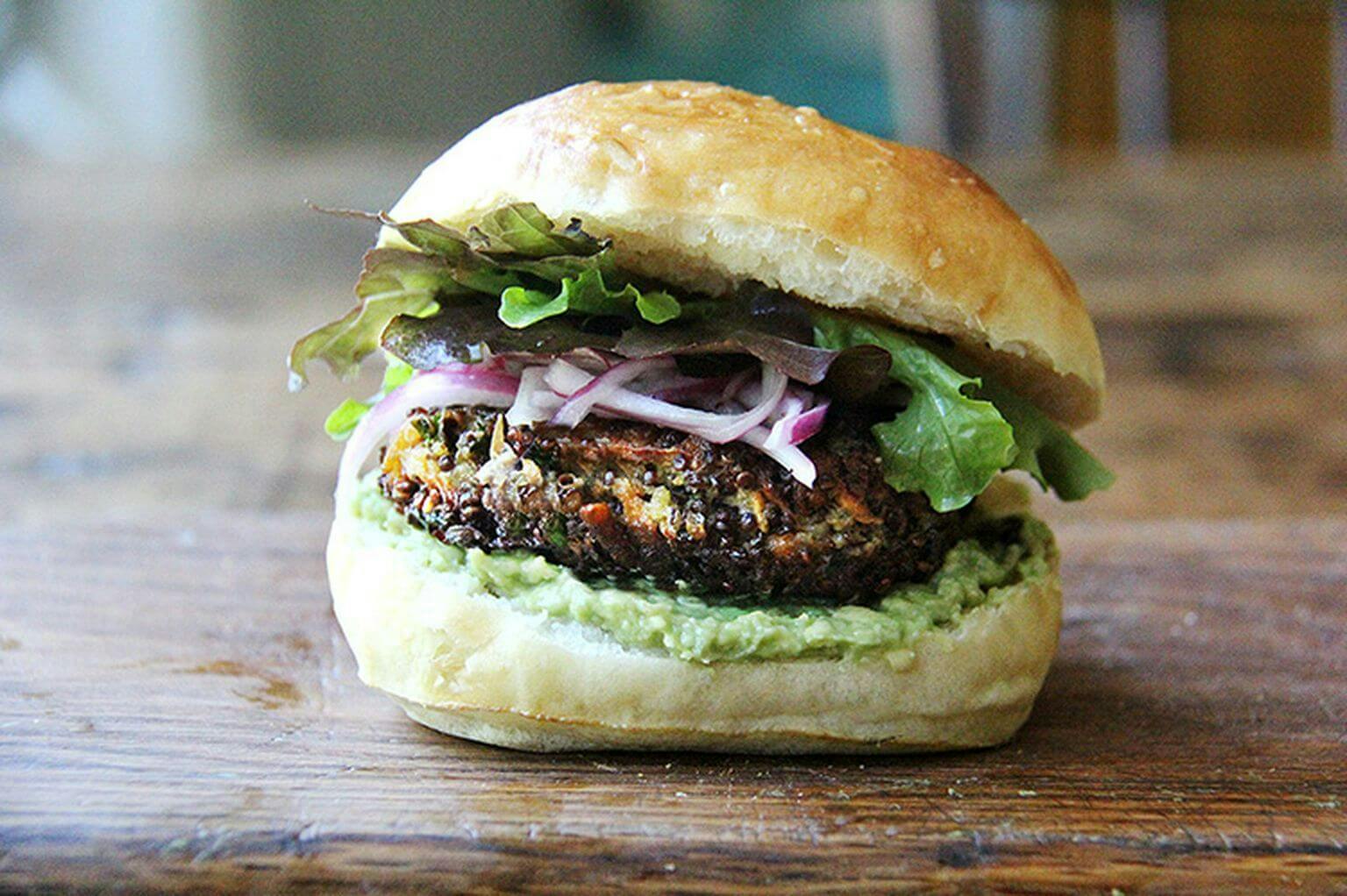 Sweet potato and mushroom veggie burger. 