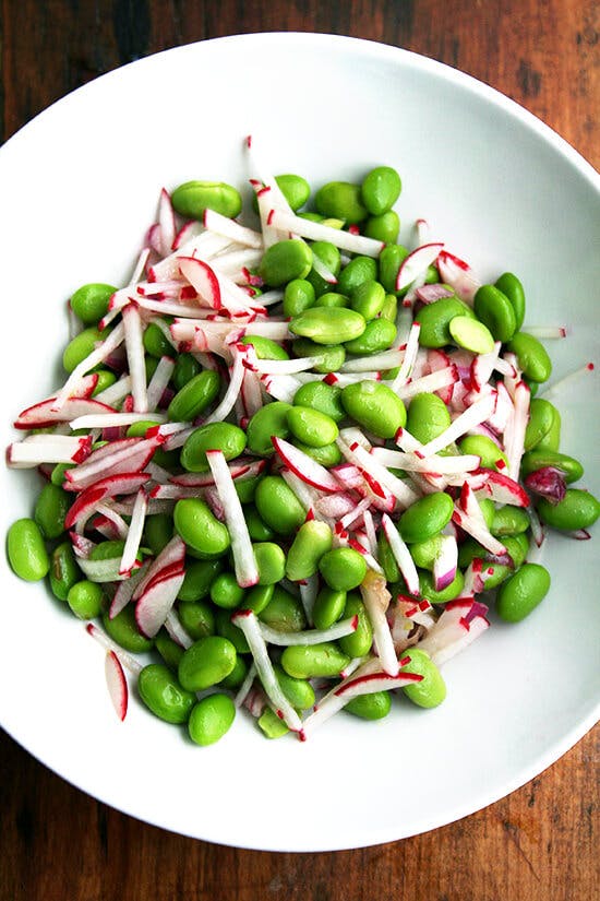 Edamame and radish salad. 